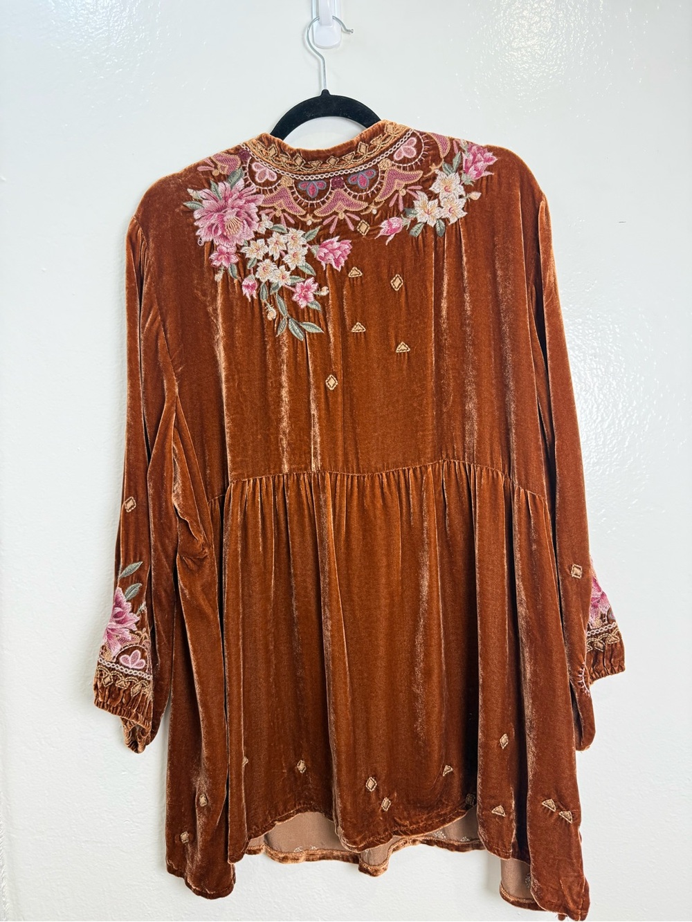 Johnny Was Joanna Velvet V Neck Mandarin Tunic Top XXL - Picture 4 of 5